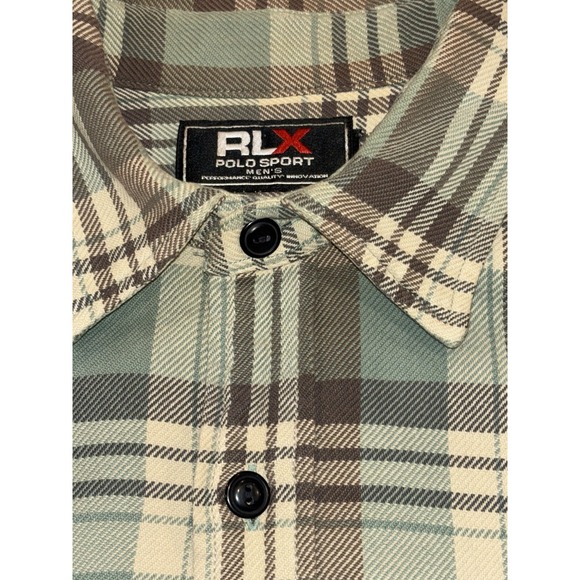 Ralph Lauren RLX Polo Sport Green Plaid Heavy Duty Flannel Shirt Sportsman XL - Picture 4 of 8